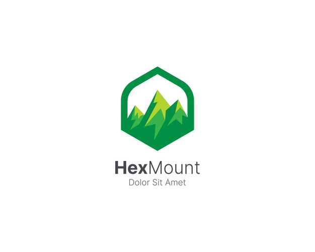 plantilla de logotipo del vector de la montaña hexagonal