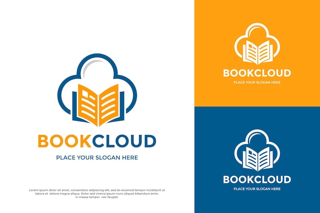 Plantilla de logotipo de vector de nube de libro