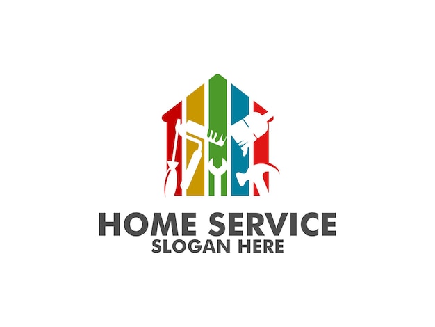 Plantilla de logotipo de vector de servicio a domicilio este diseño es adecuado para servicios y reparaciones en el hogar
