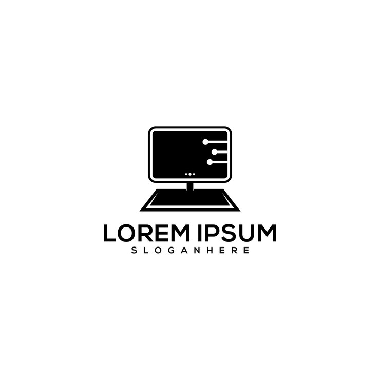 Plantilla de logotipo de vector simple de computadora