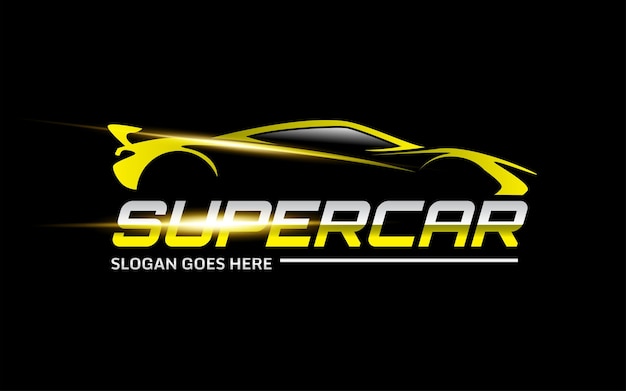 Plantilla de logotipo de vector de super coche amarillo