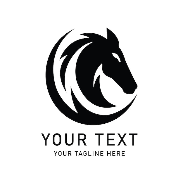 Plantilla de logotipo vectorial de cabeza de caballo negro Símbolo equino para la marca