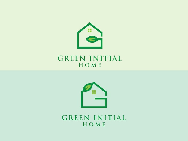 Vector plantilla de logotipo vectorial para la casa del logotipo verde con forma de letra g. - vectores