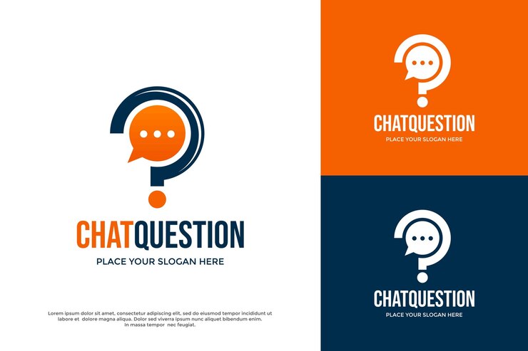 Vector plantilla de logotipo vectorial de chat de preguntas este diseño utiliza el símbolo de conversación adecuado para empresas