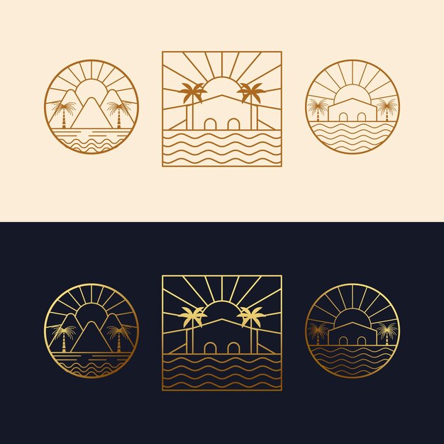 Plantilla de logotipo vectorial con emblemas de viaje icono abstracto de verano y vacaciones y emblema para vacaciones