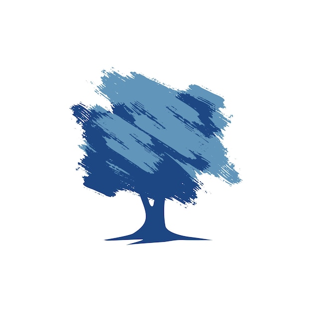 Vector plantilla de logotipo vectorial de estilo de pincel de acuarela de árbol de roble