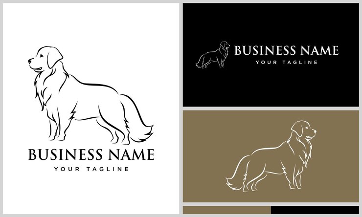 Vector plantilla de logotipo vectorial golden retriever