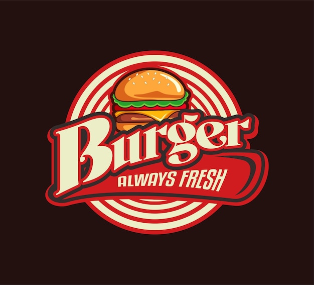 plantilla de logotipo vectorial de hamburguesa diseño ilustraciones gráficas premium en estilo vintage