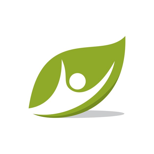 plantilla de logotipo vectorial de icono de forma humana y hoja verde