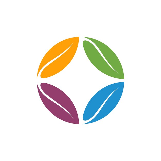 plantilla de logotipo vectorial de icono de hoja de círculo colorido