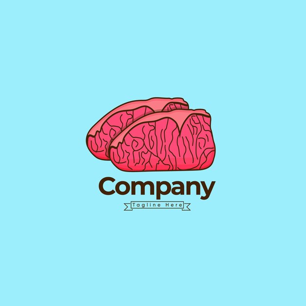 Plantilla de logotipo vectorial de ilustración de comida asiática Waguaa Logotipo vectorial premium con carne de estilo 3D