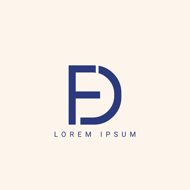 plantilla de logotipo vectorial de monograma de ilustración del alfabeto FD o DF