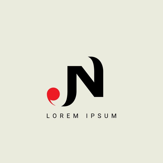 plantilla de logotipo vectorial del monograma ilustrado del alfabeto JN o NJ