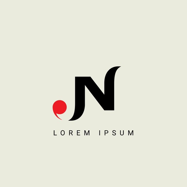 plantilla de logotipo vectorial del monograma ilustrado del alfabeto JN o NJ