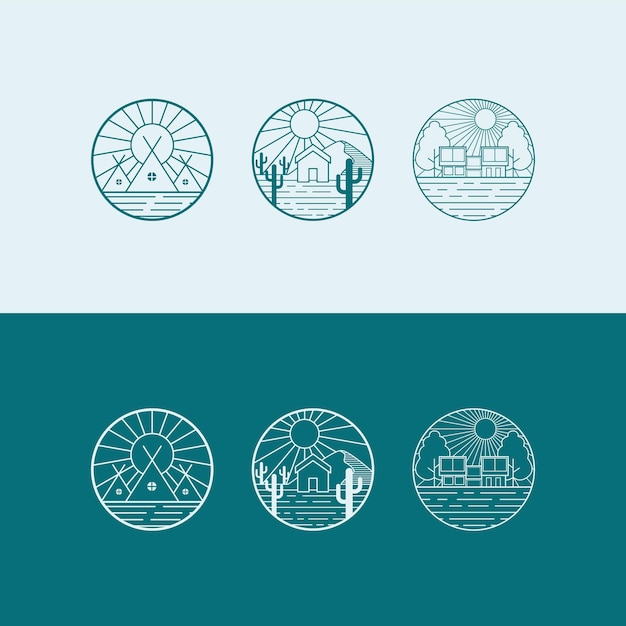 Plantilla de logotipo vectorial para el negocio de bienes raíces icono abstracto de verano y vacaciones y emblema para vacaciones