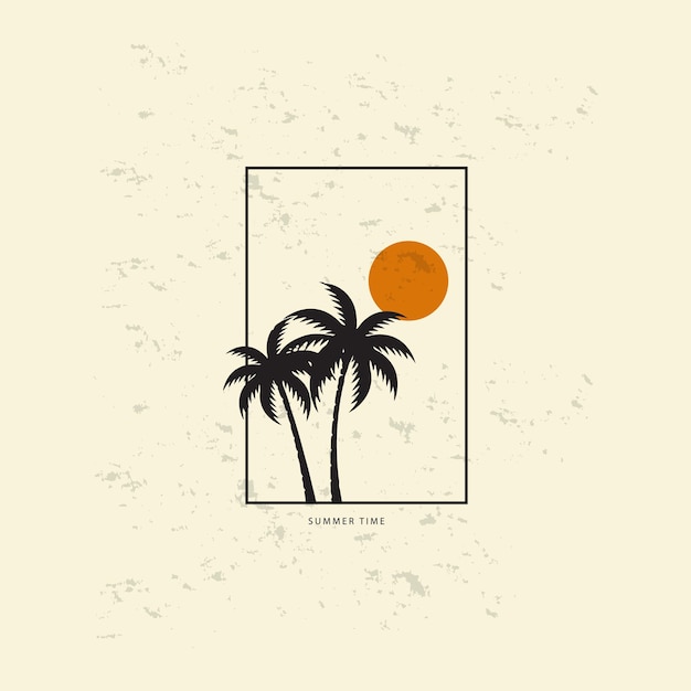 Plantilla de logotipo de verano de diseño abstracto con palmeras. Juego de insignia y emblema lineal mínimo moderno para