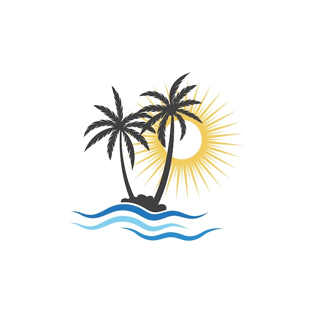 Plantilla de logotipo de verano de palmera