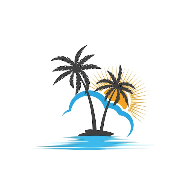 Plantilla de logotipo de verano de palmera