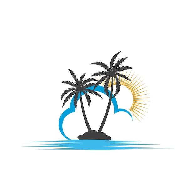 Plantilla de logotipo de verano de palmera