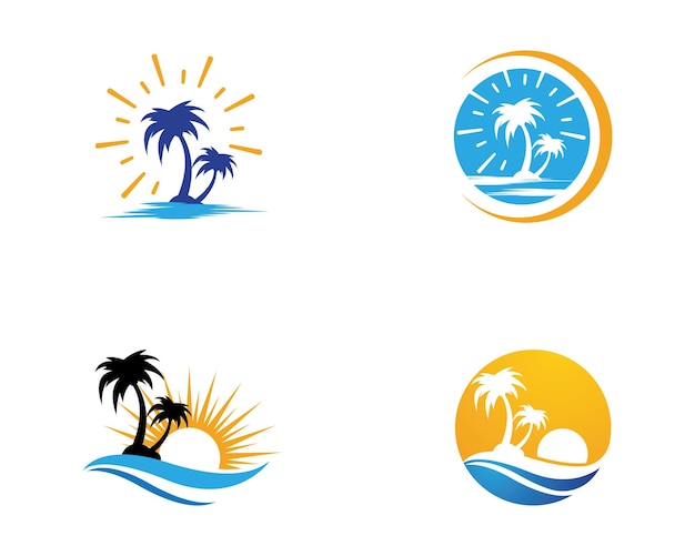 Plantilla de logotipo de verano de palmera