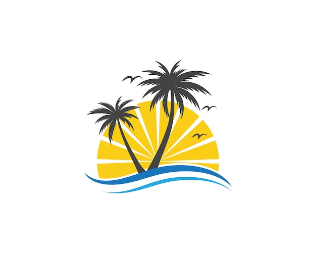 plantilla del logotipo de verano de la palmera