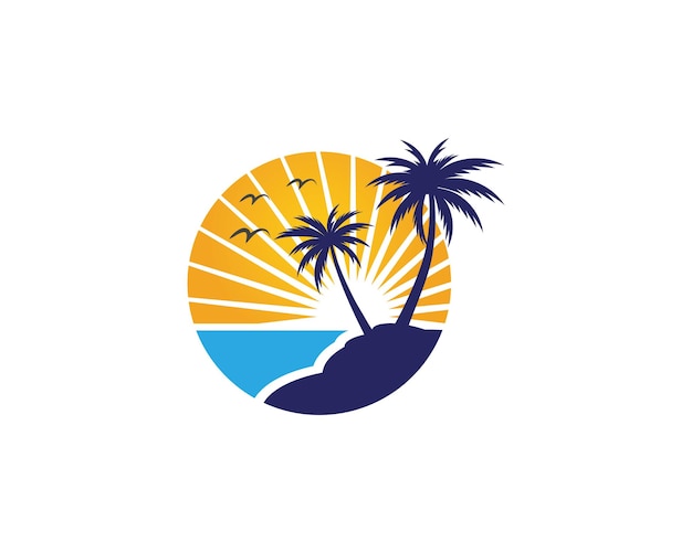 Plantilla de logotipo de verano de palmera