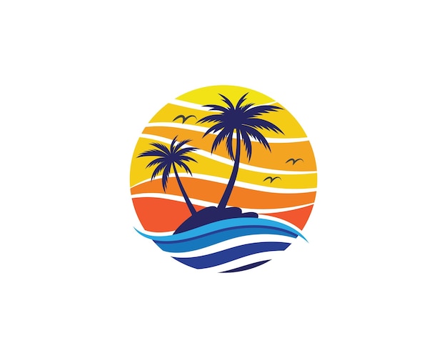 Plantilla de logotipo de verano de palmera