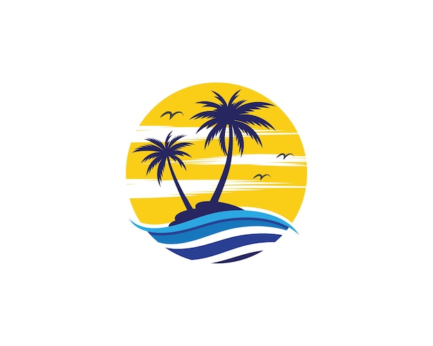 plantilla del logotipo de verano de la palmera