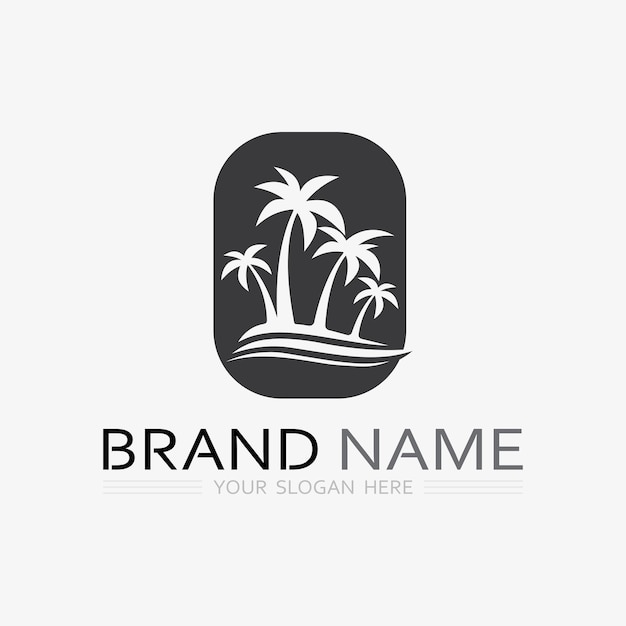 Plantilla de logotipo de verano de palmera