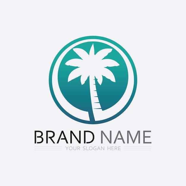 plantilla del logotipo de verano de la palmera
