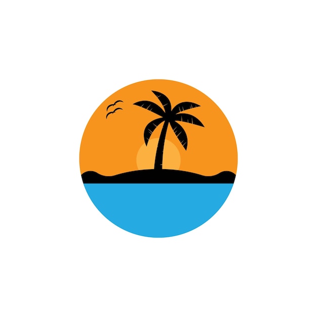 Plantilla de logotipo de verano de palmera