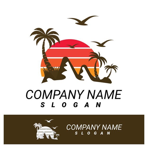 Plantilla de logotipo de verano de palmera