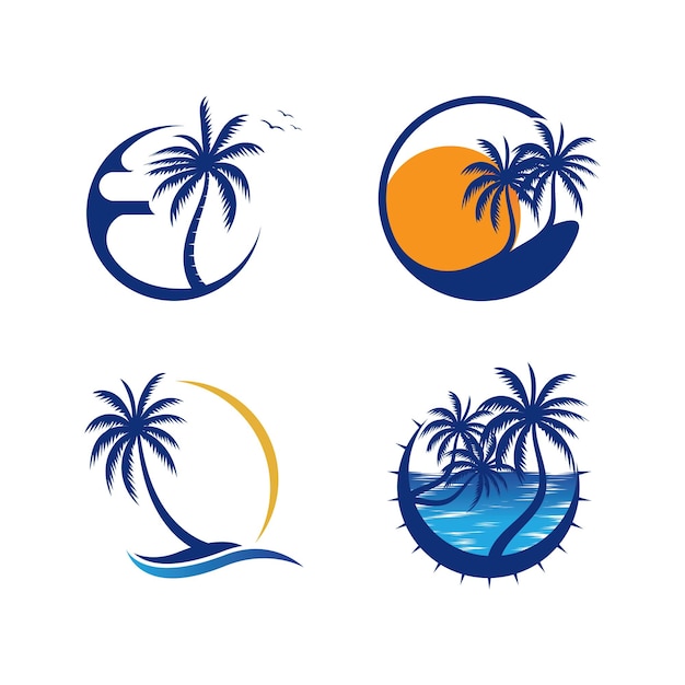 Plantilla de logotipo de verano de palmera