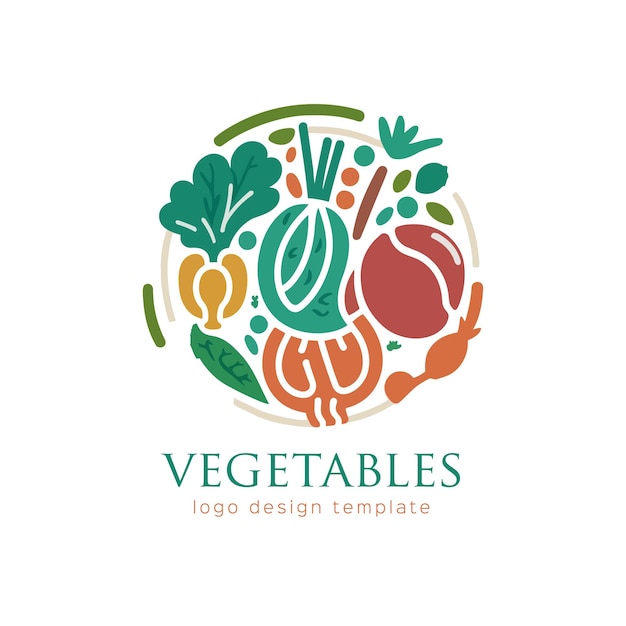 Plantilla de logotipo de verduras Ilustración vectorial Logotipo vegetariano