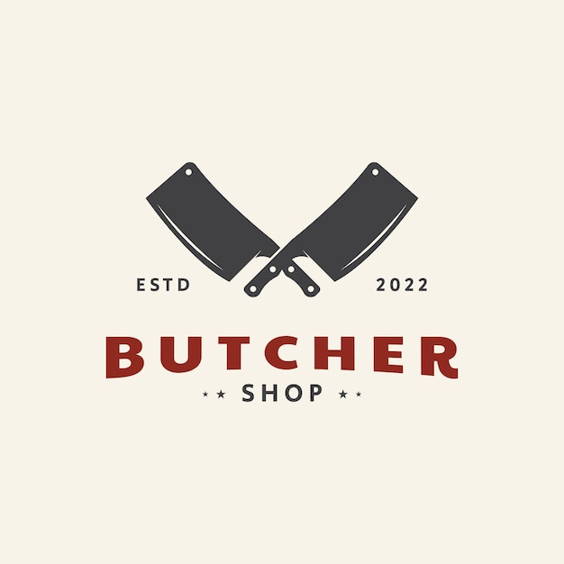 Plantilla de logotipo vintage de cuchillo de carnicero