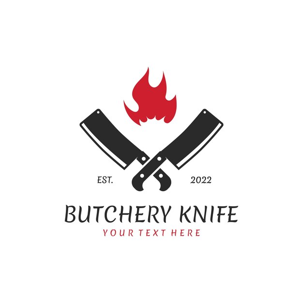 Plantilla de logotipo vintage de cuchillo de carnicero