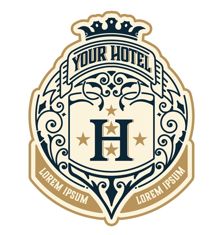 Vector plantilla de logotipo vintage, identidad de hotel, restaurante, negocio o boutique. diseño con florituras elementos de diseño elegante. realeza, estilo heráldico.