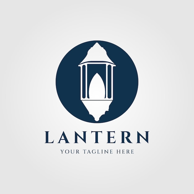 Plantilla de logotipo vintage de lámpara de linterna con diseño de ilustración de vector de emblema