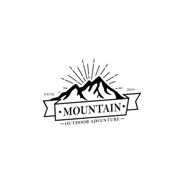 Plantilla de logotipo vintage de montaña