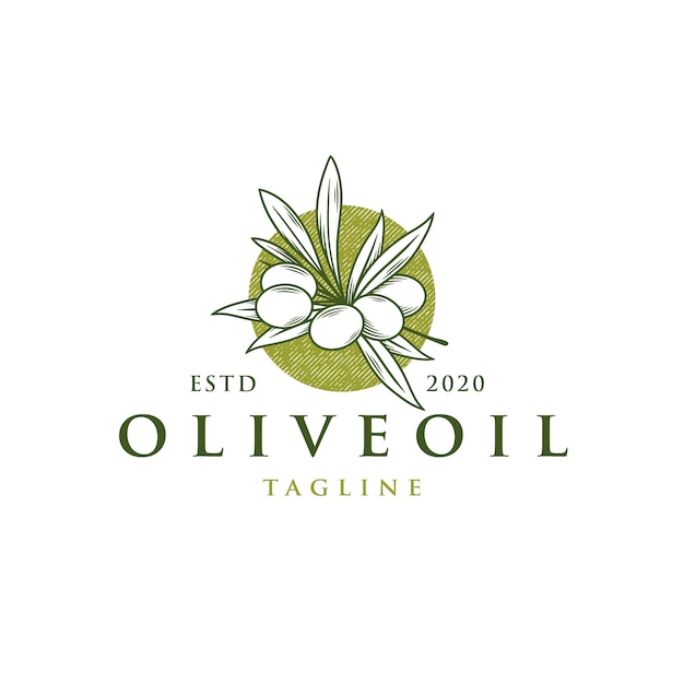 Plantilla de logotipo vintage rama de olivo