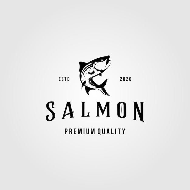 Plantilla de logotipo vintage de salmón pescado