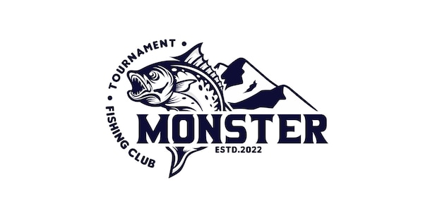 Plantilla de logotipo vintage de torneo de pesca