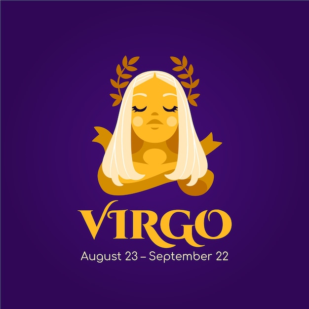 Vector plantilla de logotipo de virgo de diseño plano dibujado a mano