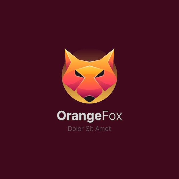 plantilla de logotipo de zorro con gradiente naranja