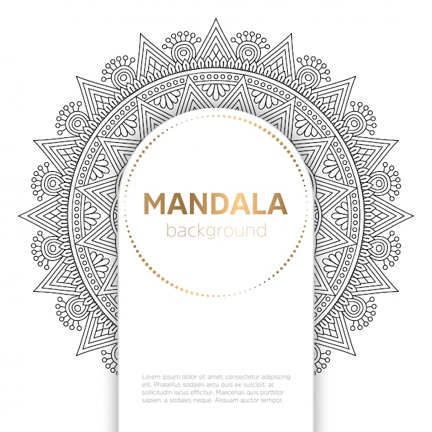 Plantilla de mandala blanco y negro