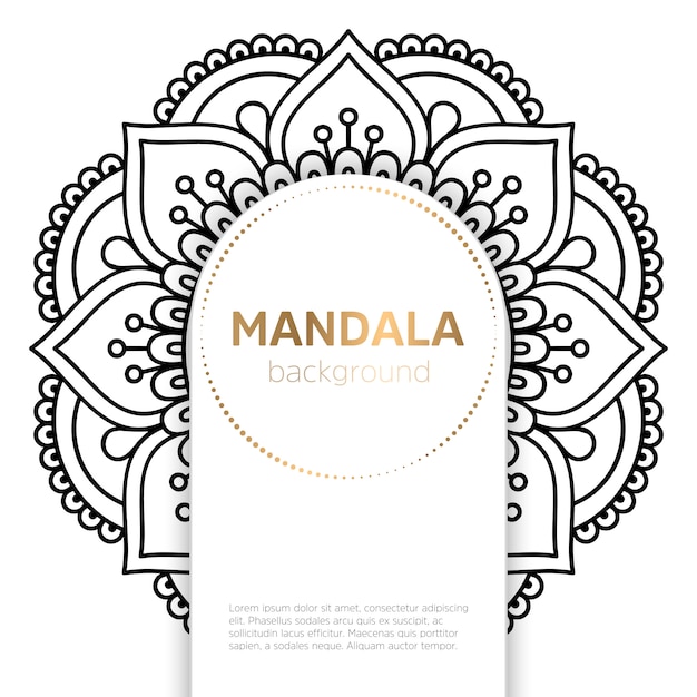 Vector plantilla de mandala blanco y negro