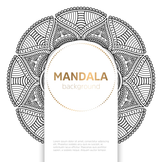 Plantilla de mandala blanco y negro