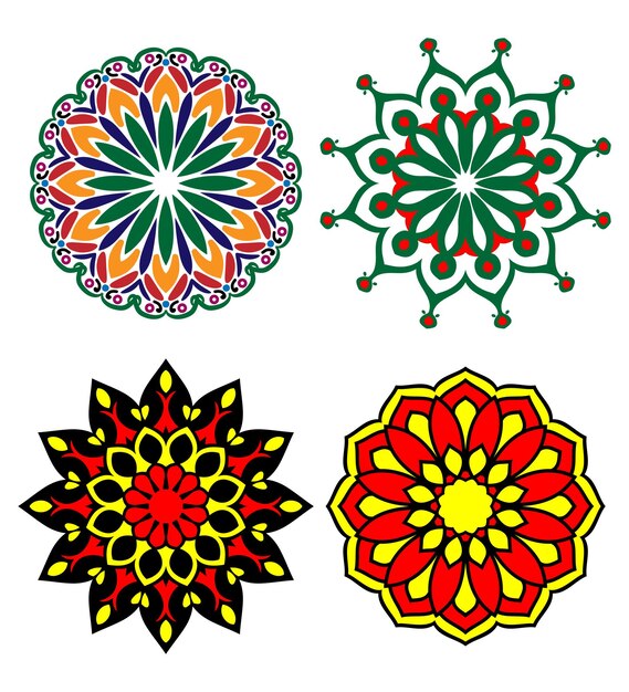 Plantilla de mandala colorida y única.