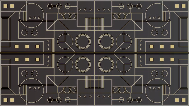 Plantilla de mandala de diseño de patrón decorativo geométrico abstracto Art Deco de oro negro de lujo moderno