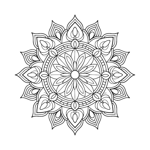 plantilla de mandala premium con diseño de flores